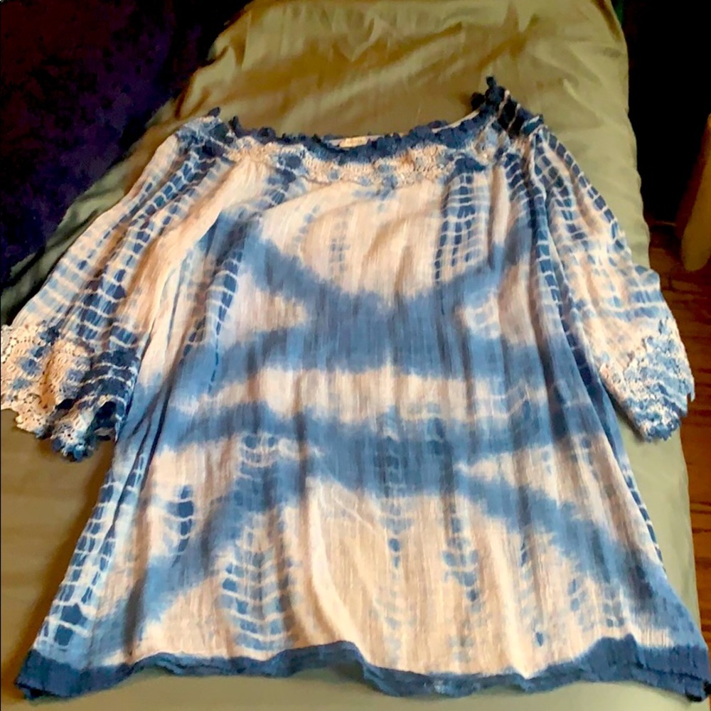 Tie die off the shoulder dress